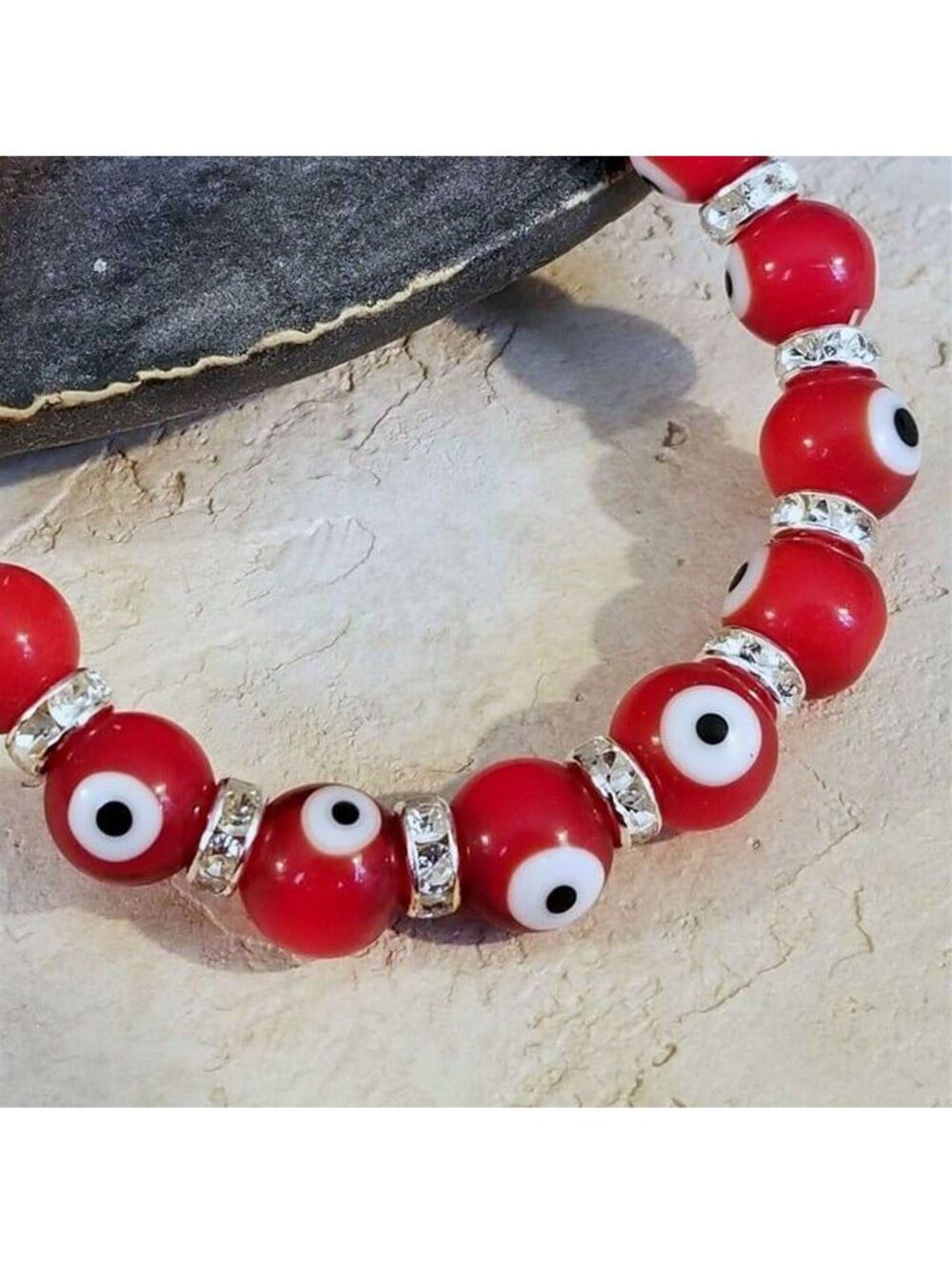 Handmade Red Black Turkish Evil Eye Glass Egyptian Crystal Talisman Bracelet